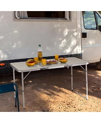 Slickblue 4FT Adjustable Height Camping Folding Table - Portable Picnic Table for Outdoor Adventures