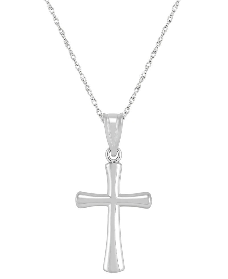 Macy's Polished Cross Pendant 18" Necklace in 14k White Gold
