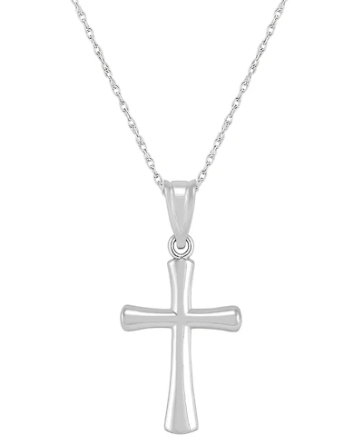 Macy's Polished Cross Pendant 18" Necklace in 14k White Gold