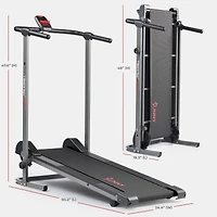 Sunny Health & Fitness Smart Manual Walking Treadmill, 300 Lb Weight Capacity, Non-Electric, Compact & Foldable, Digital Monitor, Bluetooth Connection