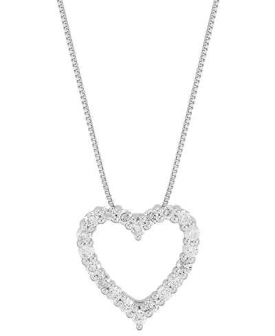 Diamond Heart Pendant 18" Necklace (1/2 ct. t.w.) in 10k White Gold