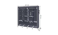 Slickblue 67" Portable Wardrobe Storage Rack with 12 Shelves and 4 Side Pockets for Organized Clothes Storage