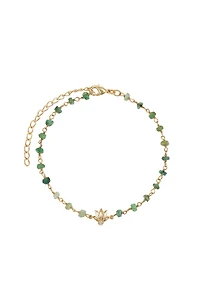 Focused Serenity - Ombre Emerald Lotus Charm Bracelet