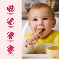 Sperric Silicone Baby Spoons First Stage Baby Feeding Spoons Stage 1 and Stage 2-4pcs (Dark & Light Pink)