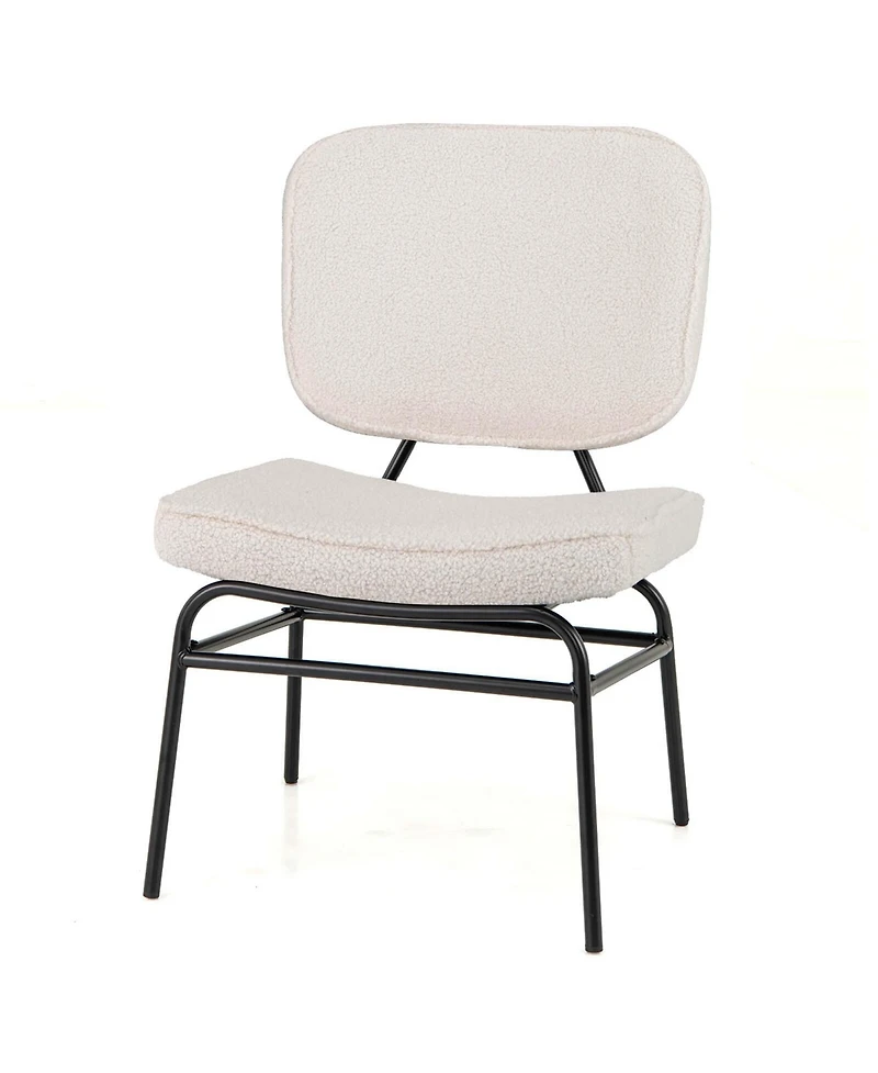 Costway 1 Pcs Upholstered Accent Chair with Sponge Padding Adjustable Foot Pads & Metal Frame