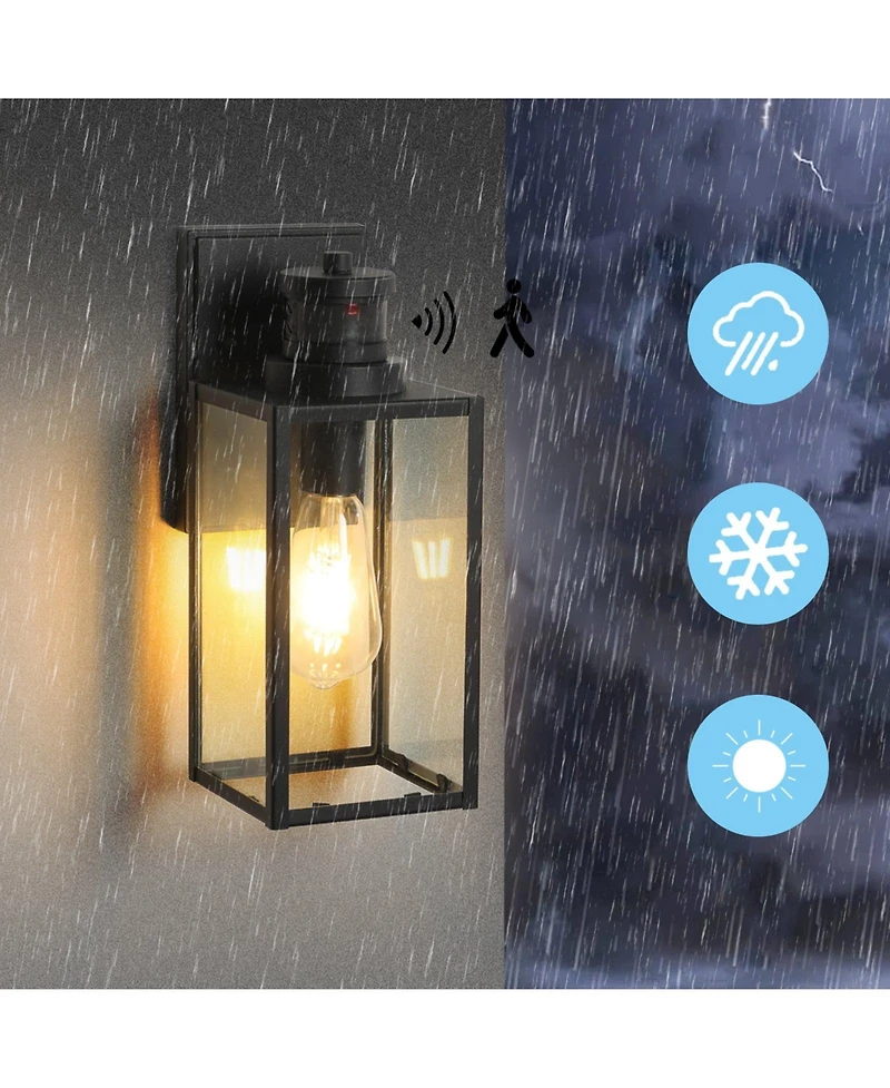 Flynama 1-Light Matte Black Non-Motion Sensing Outdoor Hardwired Wall Sconce Light with Socket, Bulb Not Included