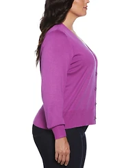 Rafaella Plus Size Enamel Button Cardigan Sweater