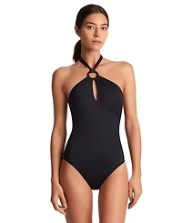 Lauren Ralph Lauren Women's Macrame-Ring High-Neck One-Piece Swimsuit