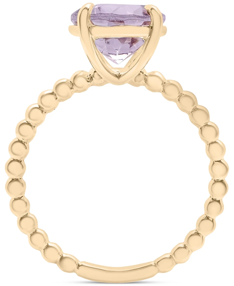 Rose de France Amethyst Oval Beaded Ring (3-1/6 ct. t.w.) in 14k Gold-Plated Sterling Silver