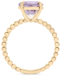 Rose de France Amethyst Oval Beaded Ring (3-1/6 ct. t.w.) in 14k Gold-Plated Sterling Silver
