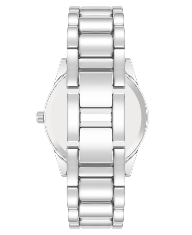 Steve Madden Women's Coin Edge Silver-Tone Alloy Metal Bracelet Watch, 36mm