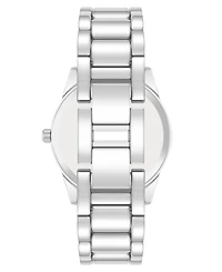 Steve Madden Women's Coin Edge Silver-Tone Alloy Metal Bracelet Watch, 36mm