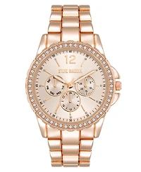 Steve Madden Women's Modern Rose Gold-Tone Alloy Metal Bracelet Watch, 38mm