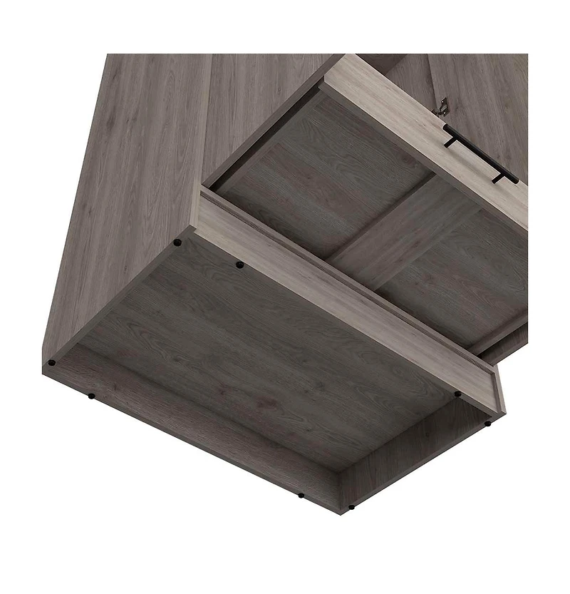 Darwin 180 Armoire, Double Door Cabinets, Metal Rod, Metal Handle, Two Shelves, One Drawer, Light Gray