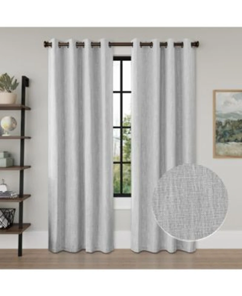 Linen Texture Blackout Grommet Curtains Pair2 Panels 52 Xd7108
