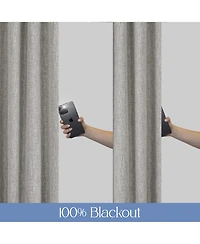 Linen Texture Blackout Grommet Curtains Pair(2 Panels