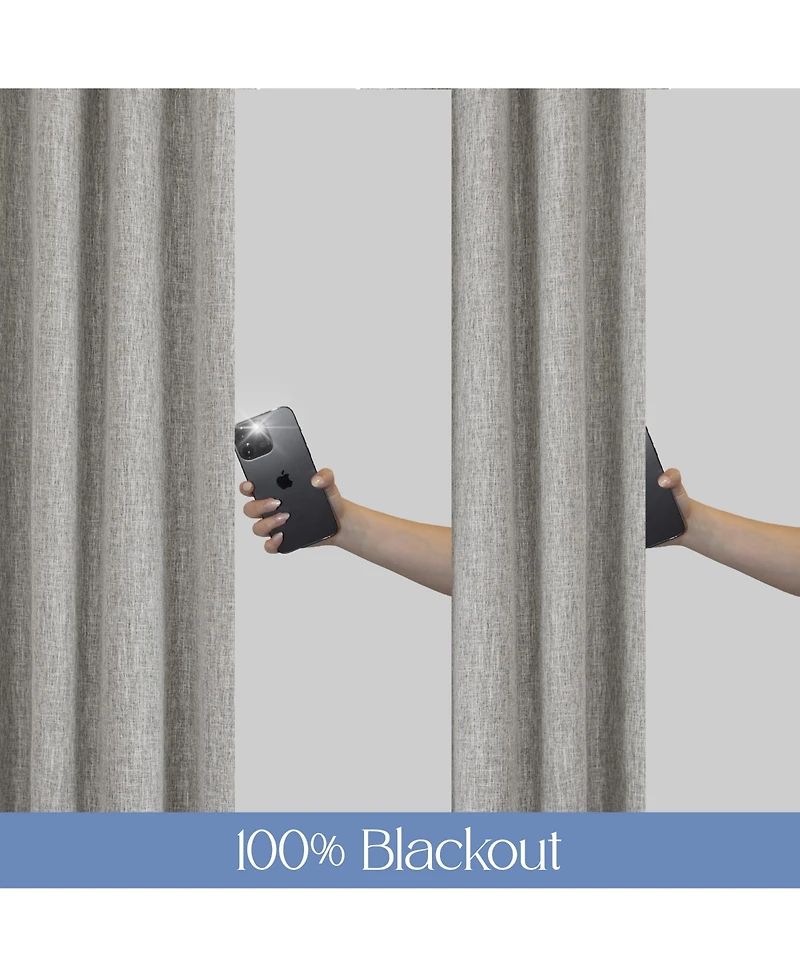 Linen Texture Blackout Grommet Curtains Pair(2 Panels