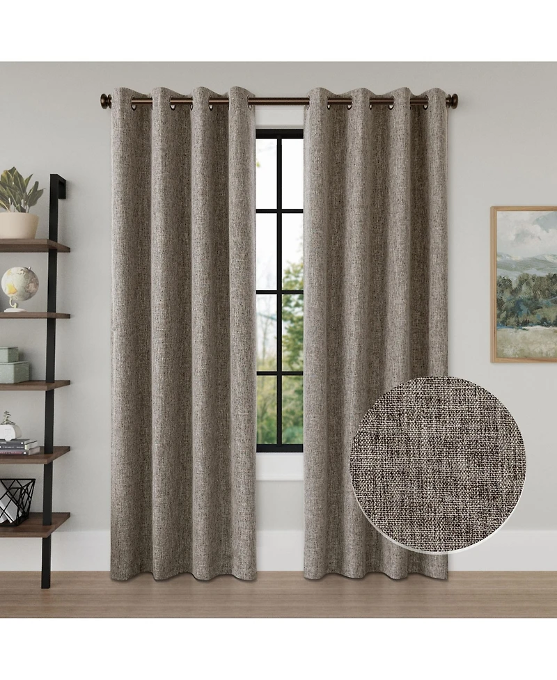 Awesome Home Linen Texture Blackout Grommet Curtains Pair (2 Panels