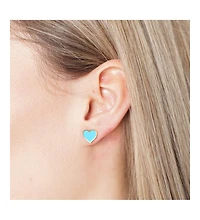 The Lovery Large Turquoise Heart Stud Earrings 14K Gold