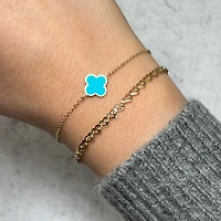 The Lovery Small Turquoise Single Clover Bracelet 14K Gold
