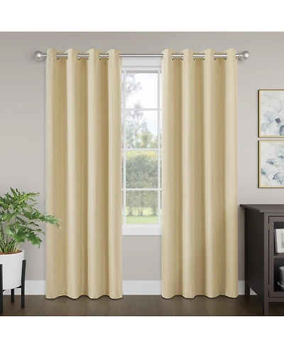 Brushed Serengeti Stria 100% Blackout Grommet Pair (2 panels