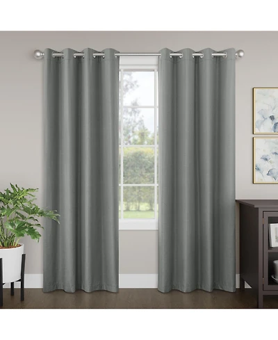 Brushed Serengeti Stria 100% Blackout Grommet Pair (2 panels