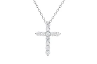 Lily Nily Girls Cz Cross Necklace in Sterling Silver