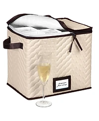Florida Brands Wine Glass Storage Box with Dividers - Holds 12 Champagne Flute Glasses up to 10" Tall