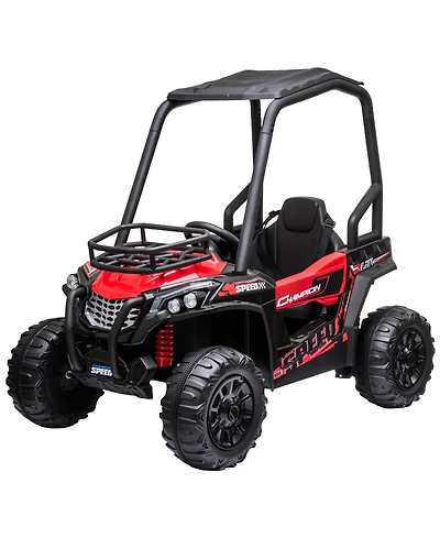 Aosom 12V Kids Utv with Music, Lights, MP3/Usb, Suspension,