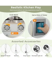 Hongge Kids Kitchen Playset Conor Kitchen Toy with Realistic Microwave and Oven Stove