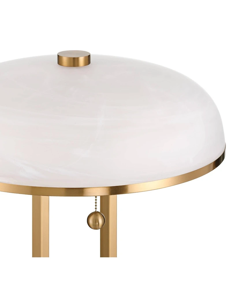 Ramses 25 1/2" High Modern Table Lamp Usb Port Ac Power Outlet Pull Chain Gold Metal Single White Alabaster Dome Shade Living Room Charging Bedroom Be