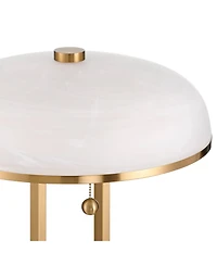 Ramses 25 1/2" High Modern Table Lamp Usb Port Ac Power Outlet Pull Chain Gold Metal Single White Alabaster Dome Shade Living Room Charging Bedroom Be