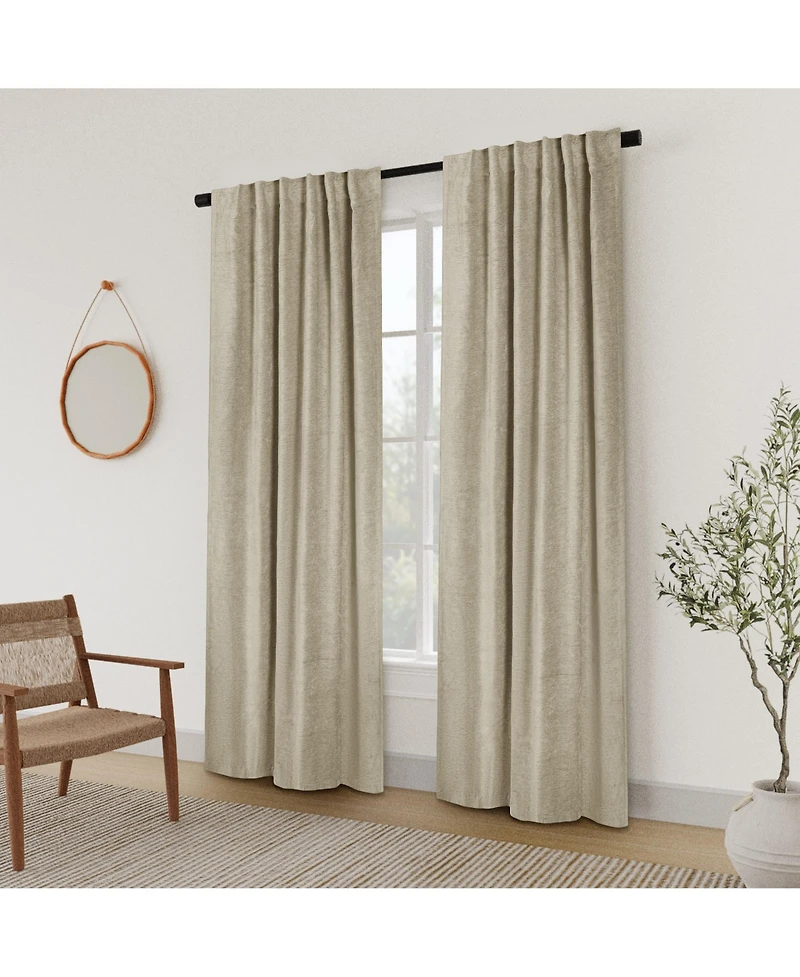 Chenille Solid Room Darkening Back Tab Curtain Panel