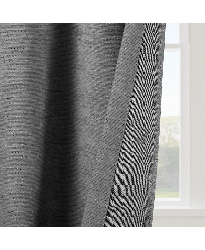 Chenille Solid Room Darkening Back Tab Curtain Panel