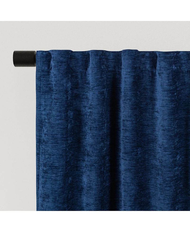 Chenille Solid Room Darkening Back Tab Curtain Panel