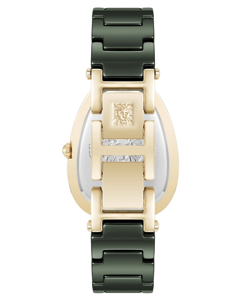Anne Klein Women's Quartz Estate Green Ceramic and Gold-Tone Alloy Metal Bracelet Watch, 36mm