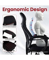 Costway Ergonomic Mesh Office Chair with Footrest Height-Adjustable & Tilting Backrest