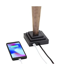 360 Lighting Fernbank 23 1/2" High Small Farmhouse Rustic Accent Table Lamps Set of 2 Usb Port Brown Bronze Finish Metal White Shade Living Room Charg