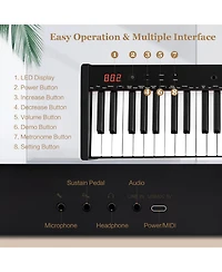 Hongge 61-Key Portable Electronic Keyboard Piano Complete Digital Piano Set with Stand and Stool