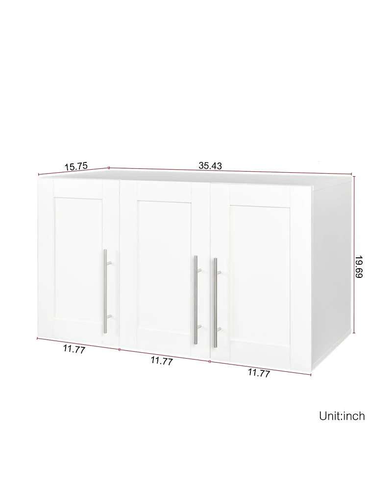 Streamdale Furniture Stackable Wall Mounted Storage Cabinet, 15.75" D X 35.43" W X 19.69" H, White