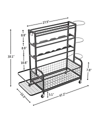 Streamdale 4-Tier Metal Sports Gear Organizer with Rolling Wheels