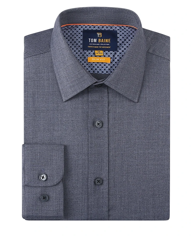 Tom Baine Men's Four-Way Stretch Denim Button Down Dress Shirt