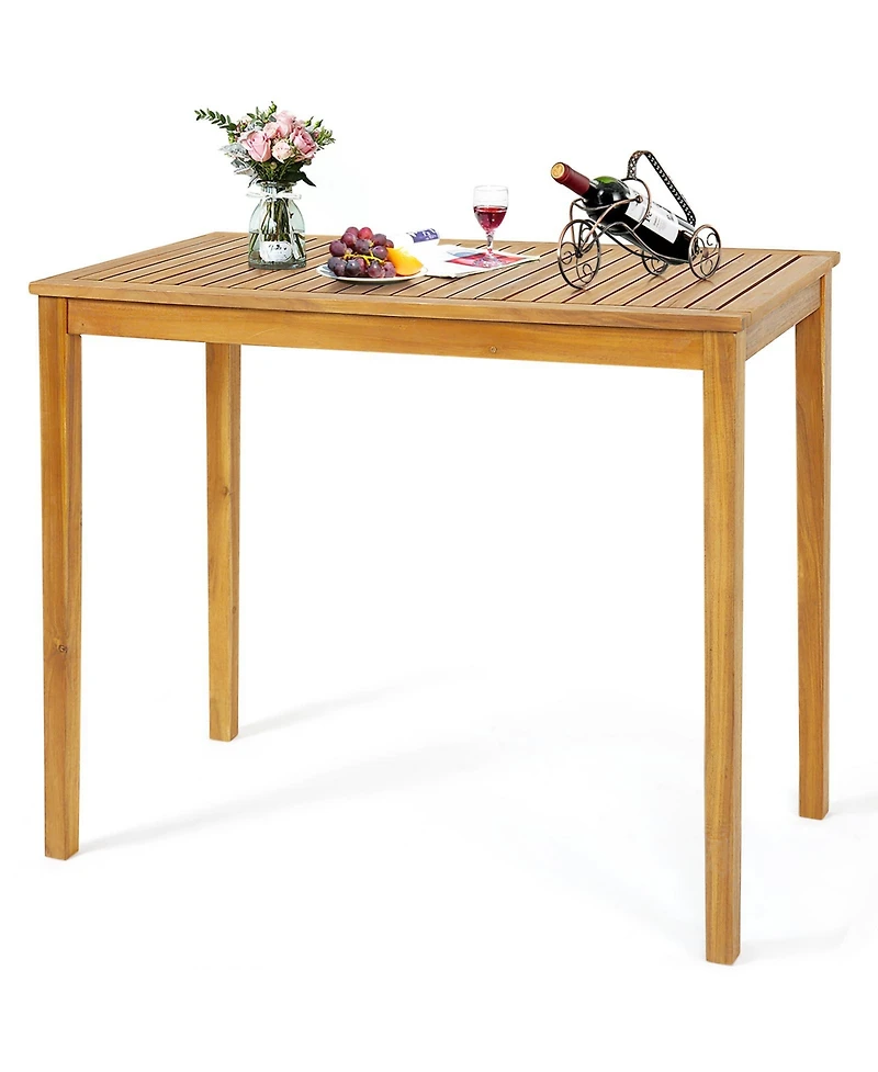 Sugift Rectangular Indoor and Outdoor Bar Height Table for Garden