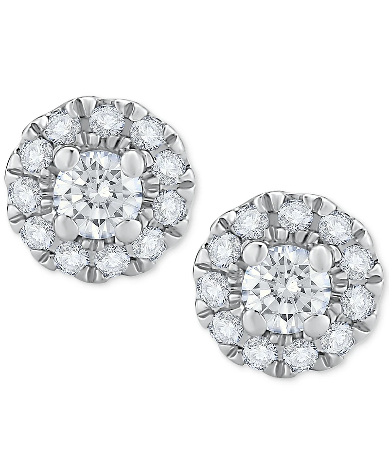 Diamond Round Halo Stud Earrings (1/3 ct. t.w.) 14k White Gold or