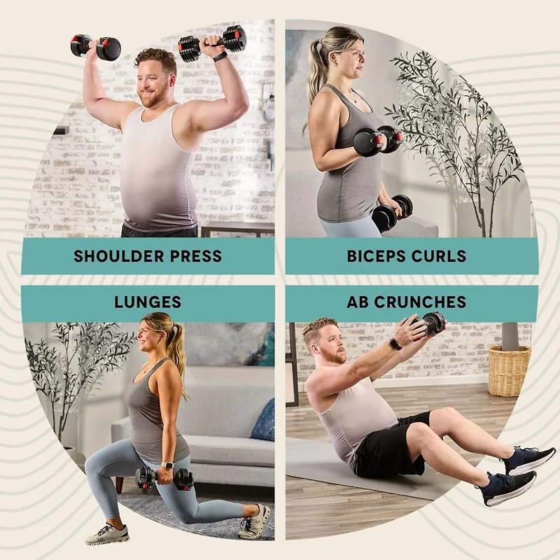 LifePro 15Lbs Adjustable Dumbbells - 6-in-1, Compact, Quick Adjust for Full Body Home Gym Fitness