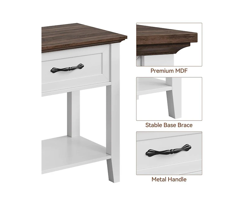 gaomon Nightstands Set of 2, End Table with Drawer, Side Table for Spaces, 2 Tiers Storage Shelves with Dresser, Bedside Table for Living Room, Bedroo