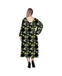 Standards & Practices Plus Floral-Print Sheer Sleeve Midi Dress