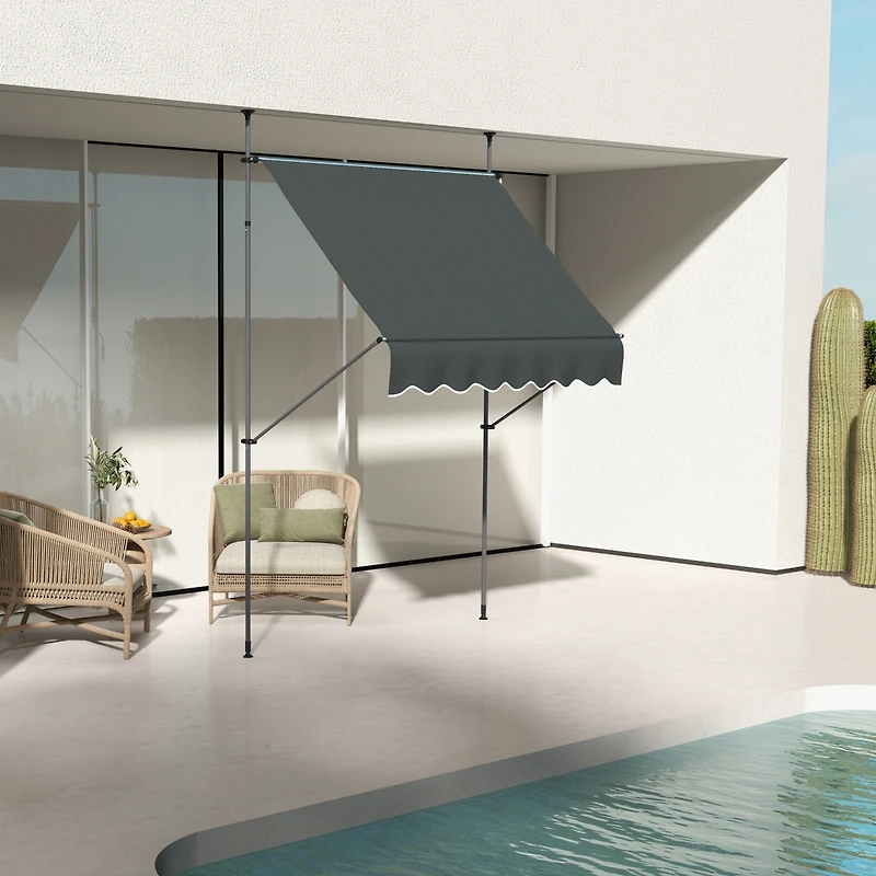 Outsunny 6.5' x 4' Retractable Awning, Non-Screw,