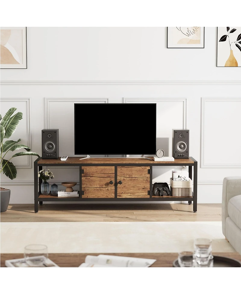gaomon Inch Tv Stand with Storage,TV Entertainment Center Up to 75 Inch TV,Wooden Tv Stand for Living Room, Bedroom,Brown