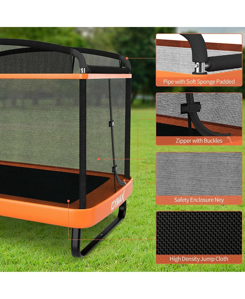 Gymax 6FT Recreational Kids Trampoline W/Swing Safety Enclosure Indoor/Outdoor Orange